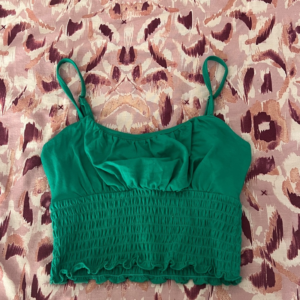 Women’s Green Ruffled Crop Top